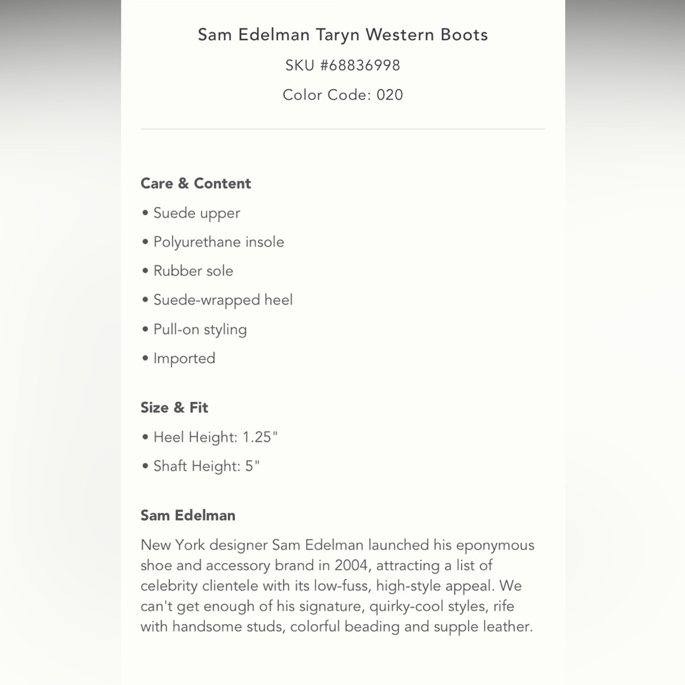 Anthropologie Sam Edelman Taryn Western Boots - Picture 12 of 14